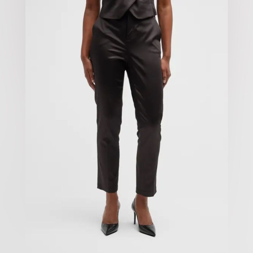 L'AGENCE Charcoal Satin Cropped Pants